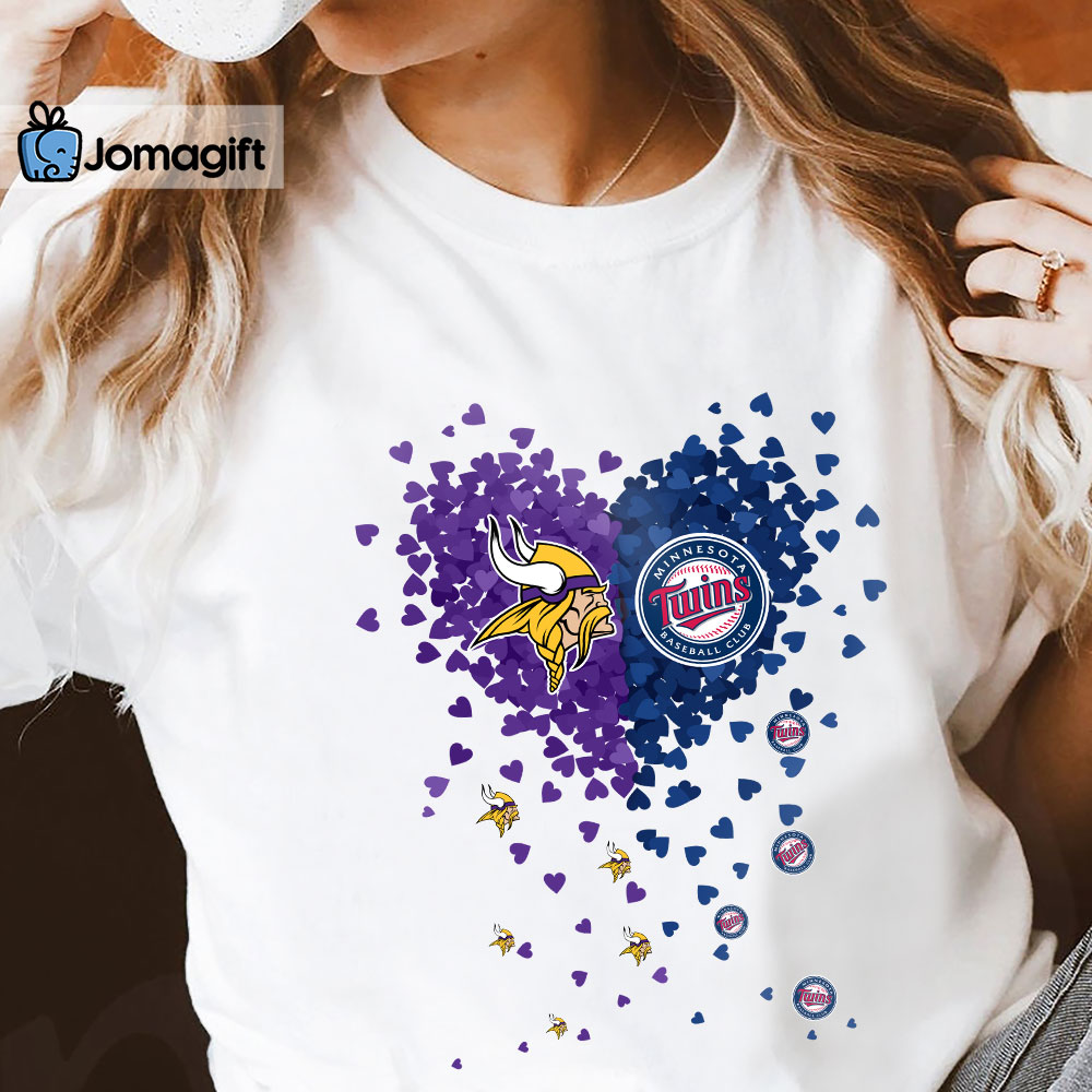 Unique Minnesota Vikings Minnesota Twins Tiny Heart Shape T-shirt - Jomagift