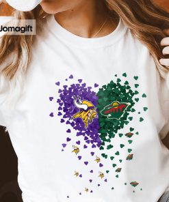 3 Unique Minnesota Vikings and Minnesota Wild Tiny Heart Shape T shirt
