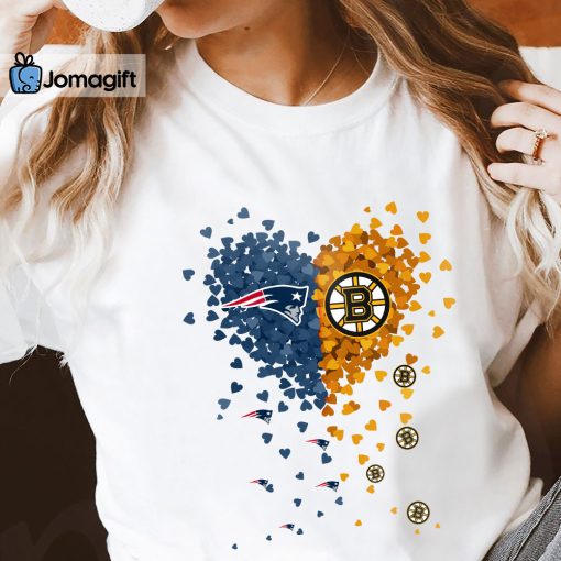 Unique New England Patriots Boston Bruins Tiny Heart Shape T-shirt