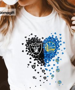 Unique Oakland Raiders Golden State Warriors Tiny Heart Shape T-shirt