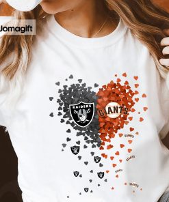 3 Unique Oakland Raiders San Francisco Giants Tiny Heart Shape T shirt