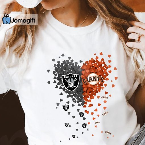 Unique Oakland Raiders San Francisco Giants Tiny Heart Shape T-shirt