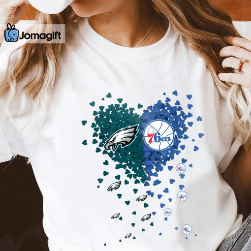 Unique Philadelphia Eagles Philadelphia 76ers Tiny Heart Shape T-shirt