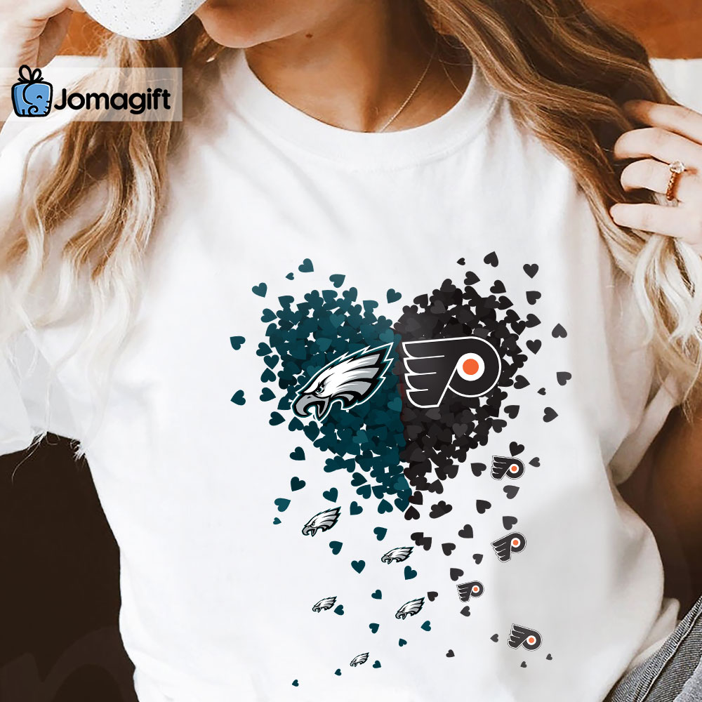 Unique Philadelphia Eagles Philadelphia Flyers Tiny Heart Shape T