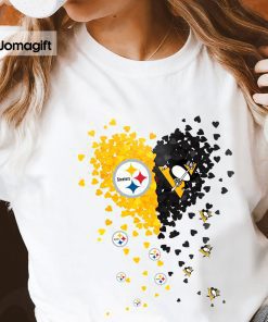 Unique Pittsburgh Steelers Pittsburgh Penguins Tiny Heart Shape T-shirt