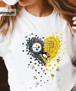 3 Unique Pittsburgh Steelers Pittsburgh Pirates Pittsburgh Penguins Tiny Heart Shape T shirt