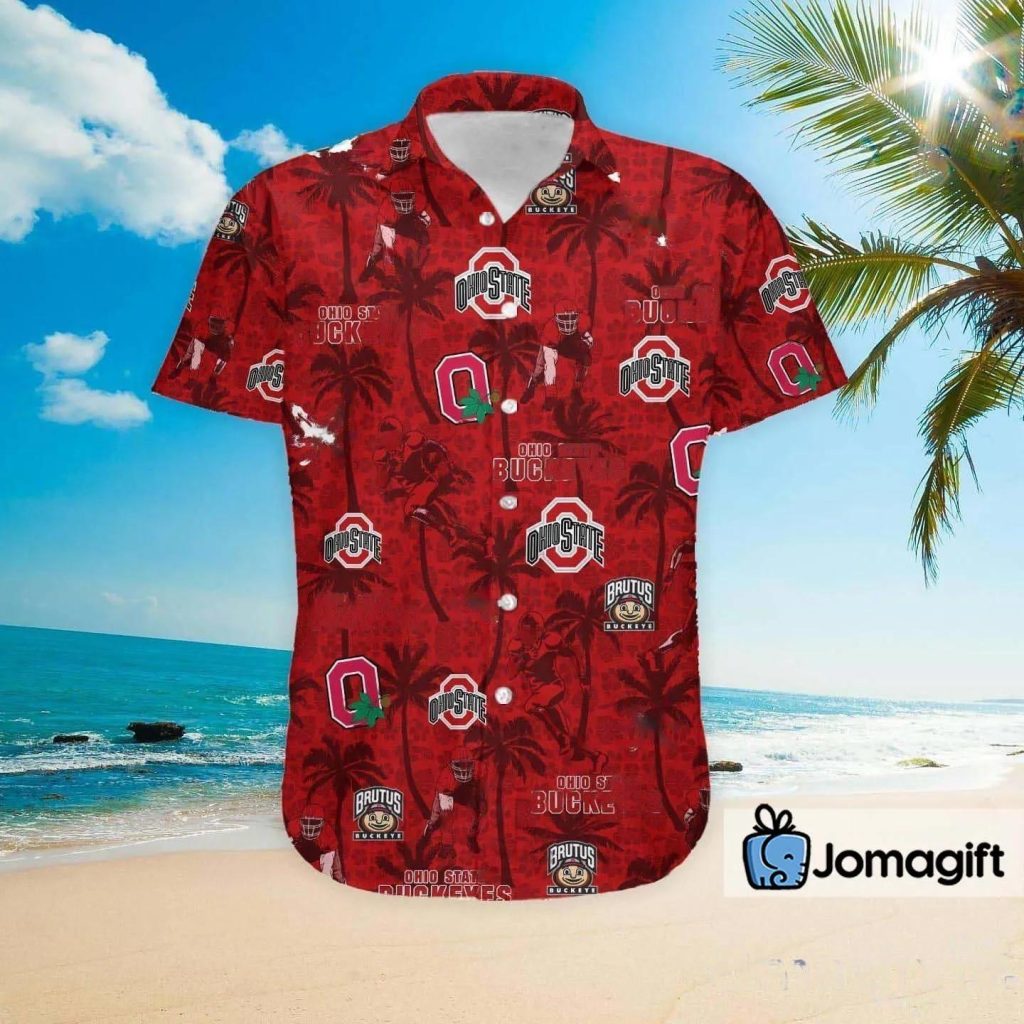 Ohio State Hawaiian Shirt Tropical Beach Coconut Tree 3