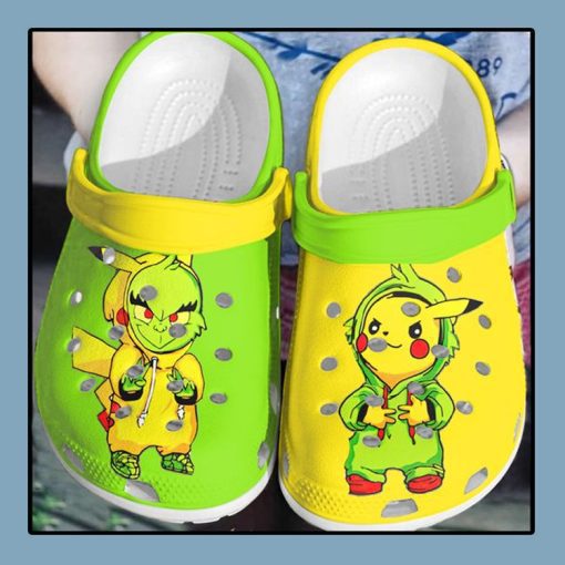 Baby Grinch and Pikachu Crocs Shoes