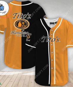 Black And Orange Split Tito’s Vodka Baseball Jersey