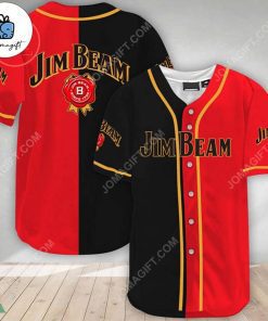 Black And Red Split Jim Beam Baseball Jersey