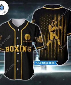 Custom American Boxing Yellow Black Baseball Jersey 1
