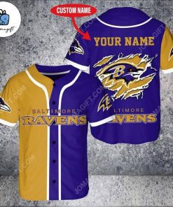 [Personalized] NFL Baltimore Ravens Purple Gold Hawaiian Shirt Gift
