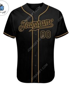 Custom Black Black Old Gold Authentic Skull Baseball Jersey 1