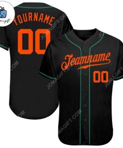 Custom Black Orange Kelly Green Baseball Jersey