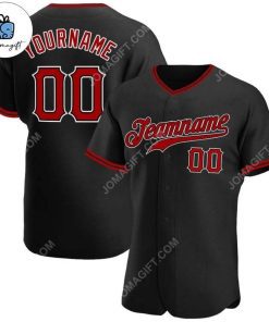 Custom Black Red White Baseball Jersey 1