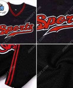 Custom Black Red White Baseball Jersey 2