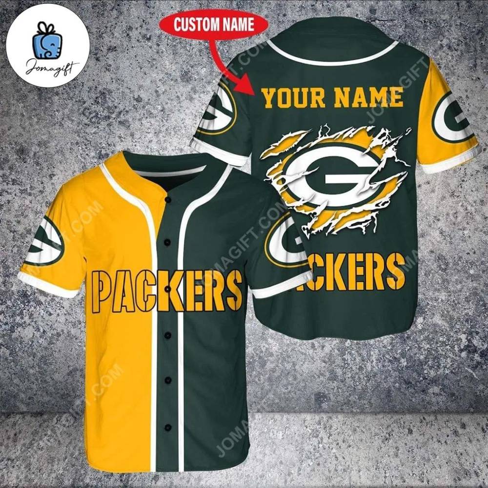 Green Bay Packers Custom Name Baseball Jersey NFL Shirt Best Gift For Fans