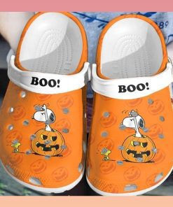 Halloween Boo Snoopy and Charlie Crocband Clog Shoes 2 3