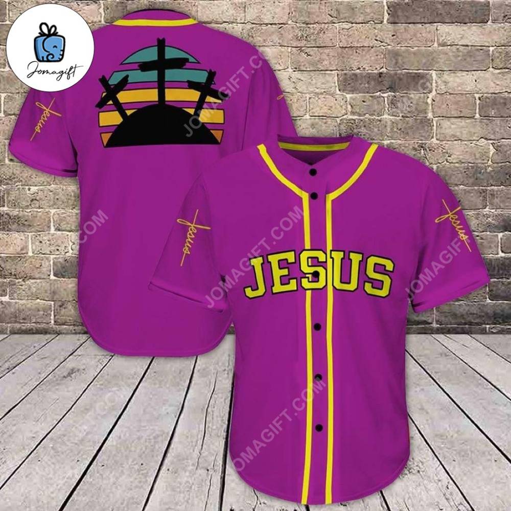 Jesus Purple All Over Print Baseball Jersey
