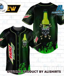 Skull With Mountain Dew Baseball Jersey 1