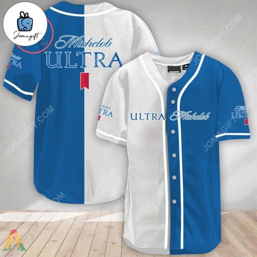 White And Blue Split Michelob ULTRA Baseball Jersey