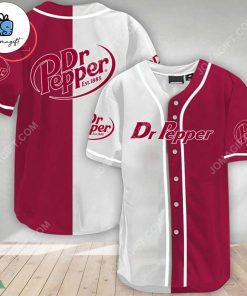 White And Crimson Split Dr Pepper Baseball Jersey