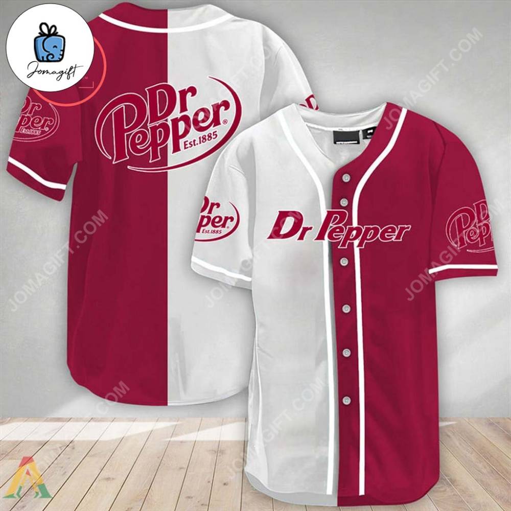 White And Crimson Split Dr Pepper Baseball Jersey