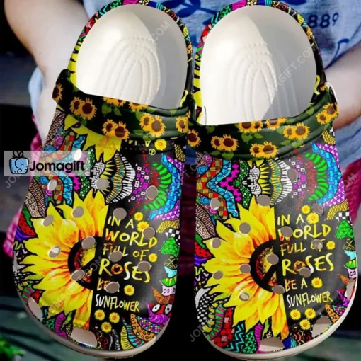 A Sunflower Hippie Crocs Shoes