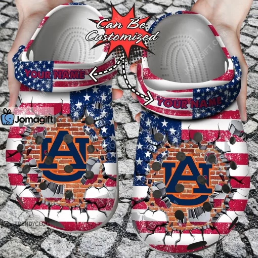 Auburn Tigers American Flag New Crocs Clog Shoes