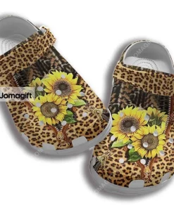 Animal Skin Sunflower Crocs Shoes