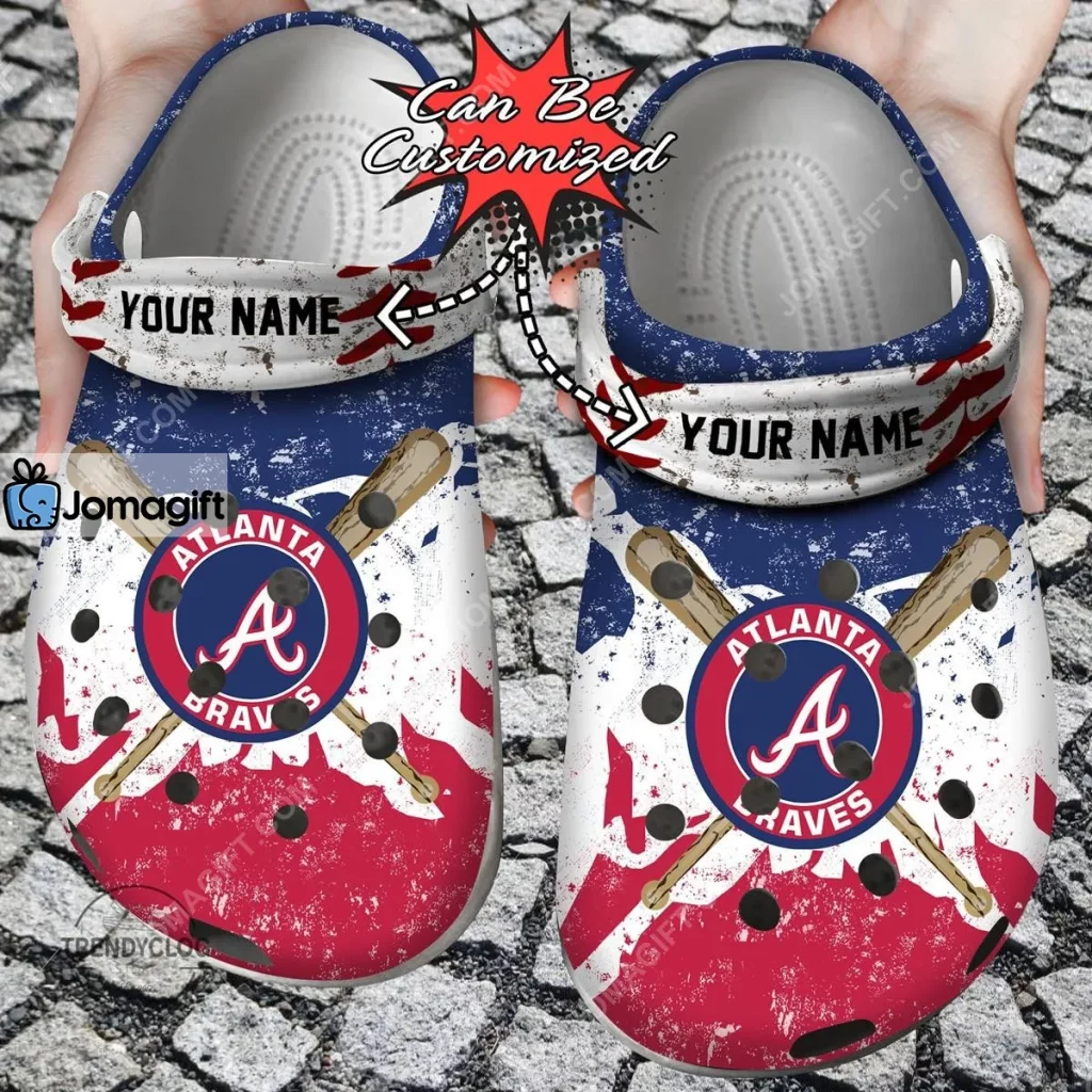 New Atlanta Braves White - Navy Mlb Crocband Shoes - 365crocs