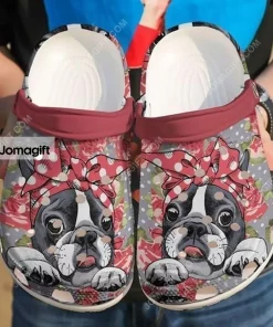 Awesome Boston Terrier Floral Crocs Shoes