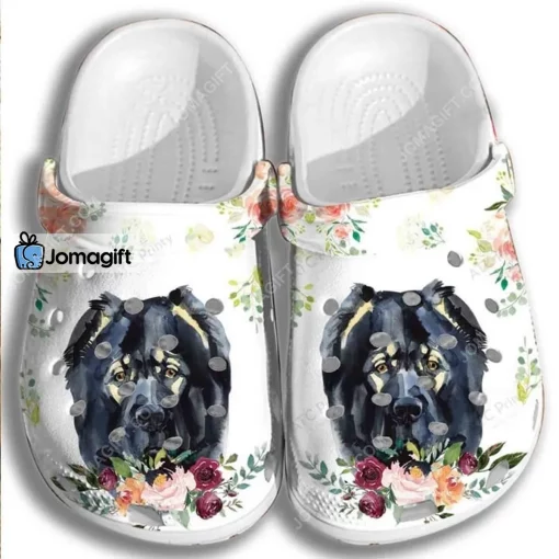 Black Dog Flower Crocs Shoes