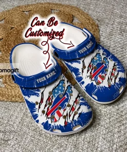 Buffalo Bills Football Ripped American Flag Crocs Clog Shoes 2