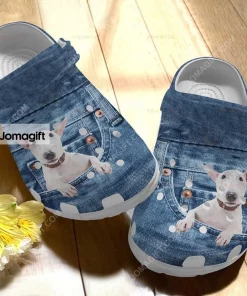 Bull Terrier In Pocket Crocs Shoes