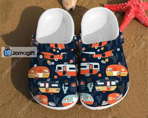 Camping Trailer Pattern Summer Happy Camper Crocs Shoes