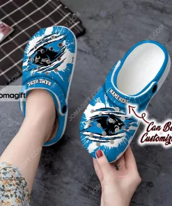 Carolina Panthers Football Ripped Claw Crocs Clog Shoes