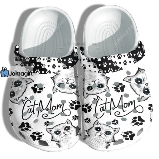 Cat Mom Black White Crocs Clog Shoes