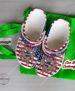 Charlotte Hornets American Flag Breaking Wall Crocs Clog Shoes