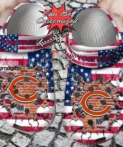 Chicago Bears American Flag Breaking Wall Crocs Clog Shoes 2