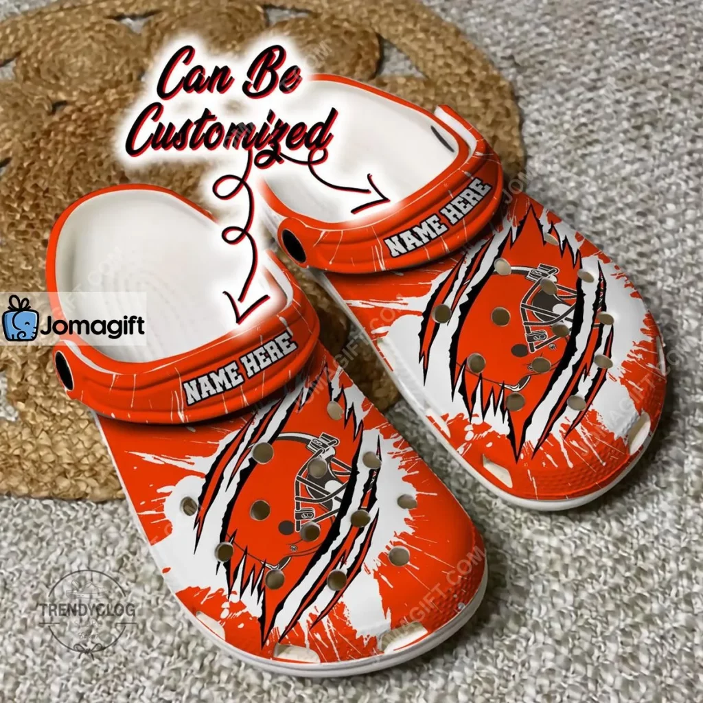 Cleveland Browns Football Ripped Claw Crocs Clog Shoes 1