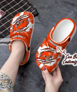 Cleveland Browns American Flag Breaking Wall Crocs Clog Shoes