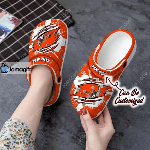 Cleveland Browns Football Ripped Claw Crocs Clog Shoes