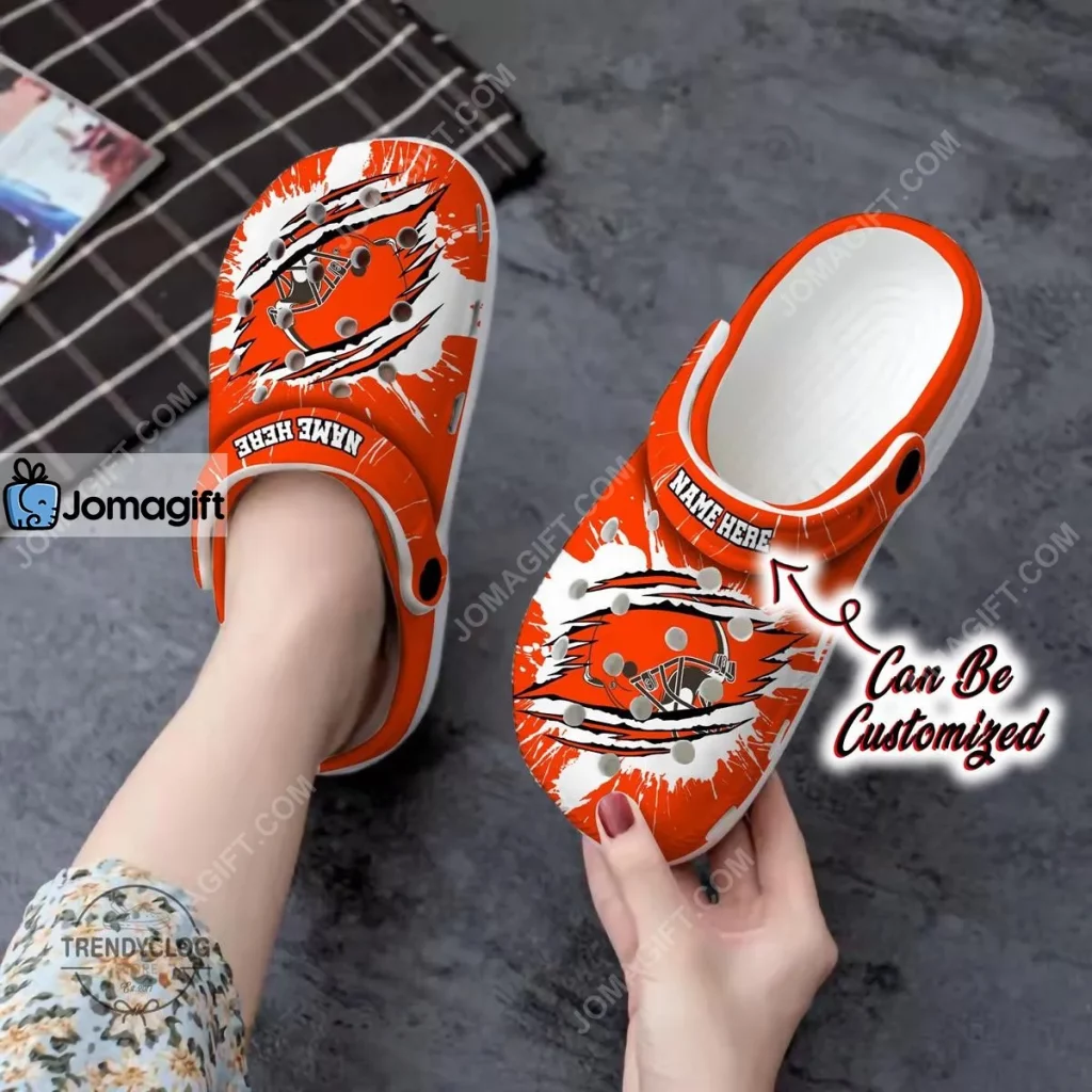 Cleveland Browns Football Ripped Claw Crocs Clog Shoes 2