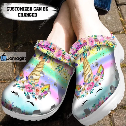Colorful Glitter Unicorn Crocs Clog Shoes