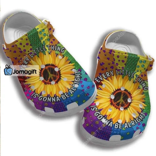 Colorful Heart Hippie Sunflower Gonna Be Alright Crocs Shoes