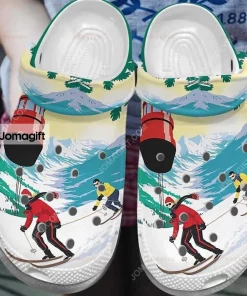 Couple Skiing Snow Mountain Crocs Shoes