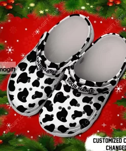 Cow Pattern Skin Dairy Farmer Cattle Lovers Birthday Him Crocs Clog Shoes