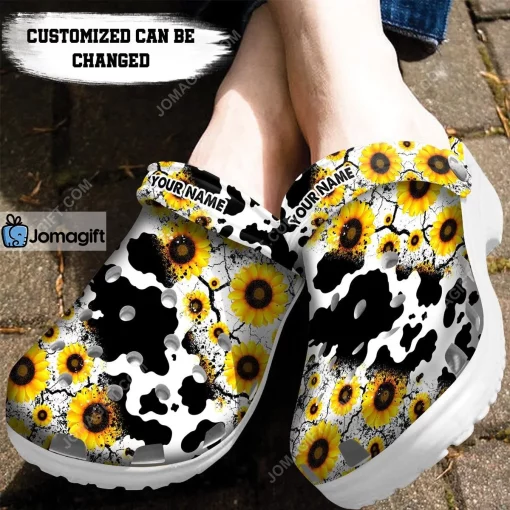 Cow Sunflower Stripe Crocs Clog Shoes