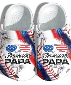 Custom All America Papa Usa Flag – Baseball 4Th Of July Crocs Clog Shoes
